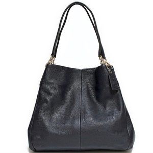 Coach Phoebe Black Pebbled Leather Shoulder Bag